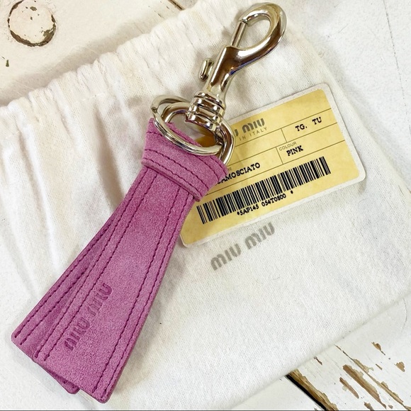 Miu Miu Purple Suede Leather Logo Bag Charm - Picture 7 of 7